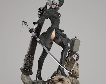 2B, NieR Automata, 391 mm, Kit de modelo de resina, Figura pintada e impresa en 3D
