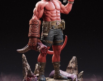 Hellboy, 3D Printed Resin, Hand-painted, 1/10