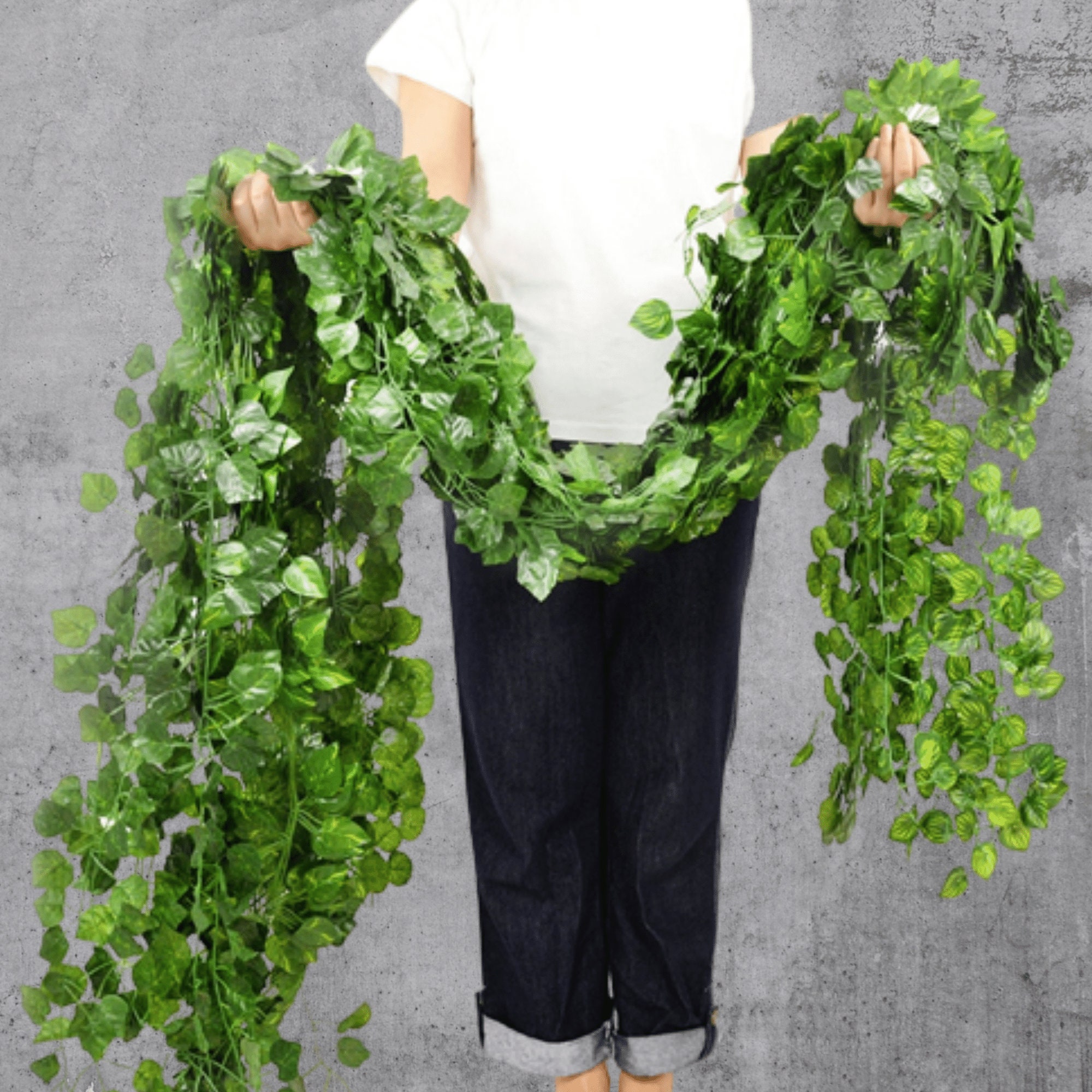 Fake Ivy Leaves, Set of 12 Artificial Greenery Garlands for