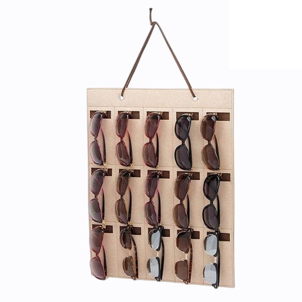 15 grilles de rangement pour organisateur de lunettes, sac suspendu mural, conteneur de lunettes de soleil, organisateur d'entrée moderne, cadeau de pendaison de crémaillère, décoration intérieure