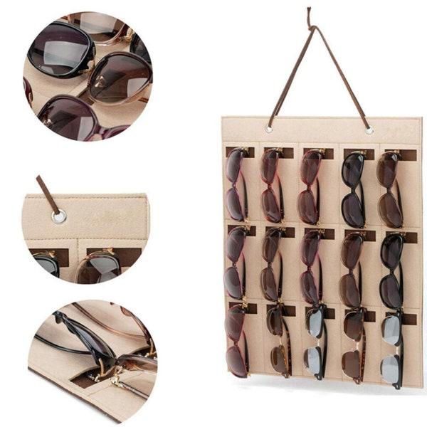 Awesome Sunglasses Holder, Sunglasses Organizer, Wall Hanging Storage With Multiple Pockets, Handmade Glasses Organizer, Mother's Day Gifts