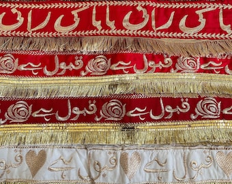 Handmade Nikkah Dupatta: Golden Polka Dot Embroidered Net