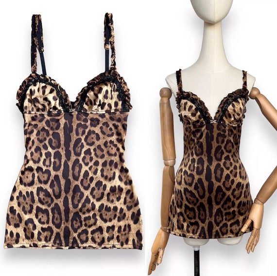 トップス D&G DOLCE&GABBANA Leopard Camisole DOLCE & GABBANA Leopard Print Camisole Tank Top DG Logo Size S