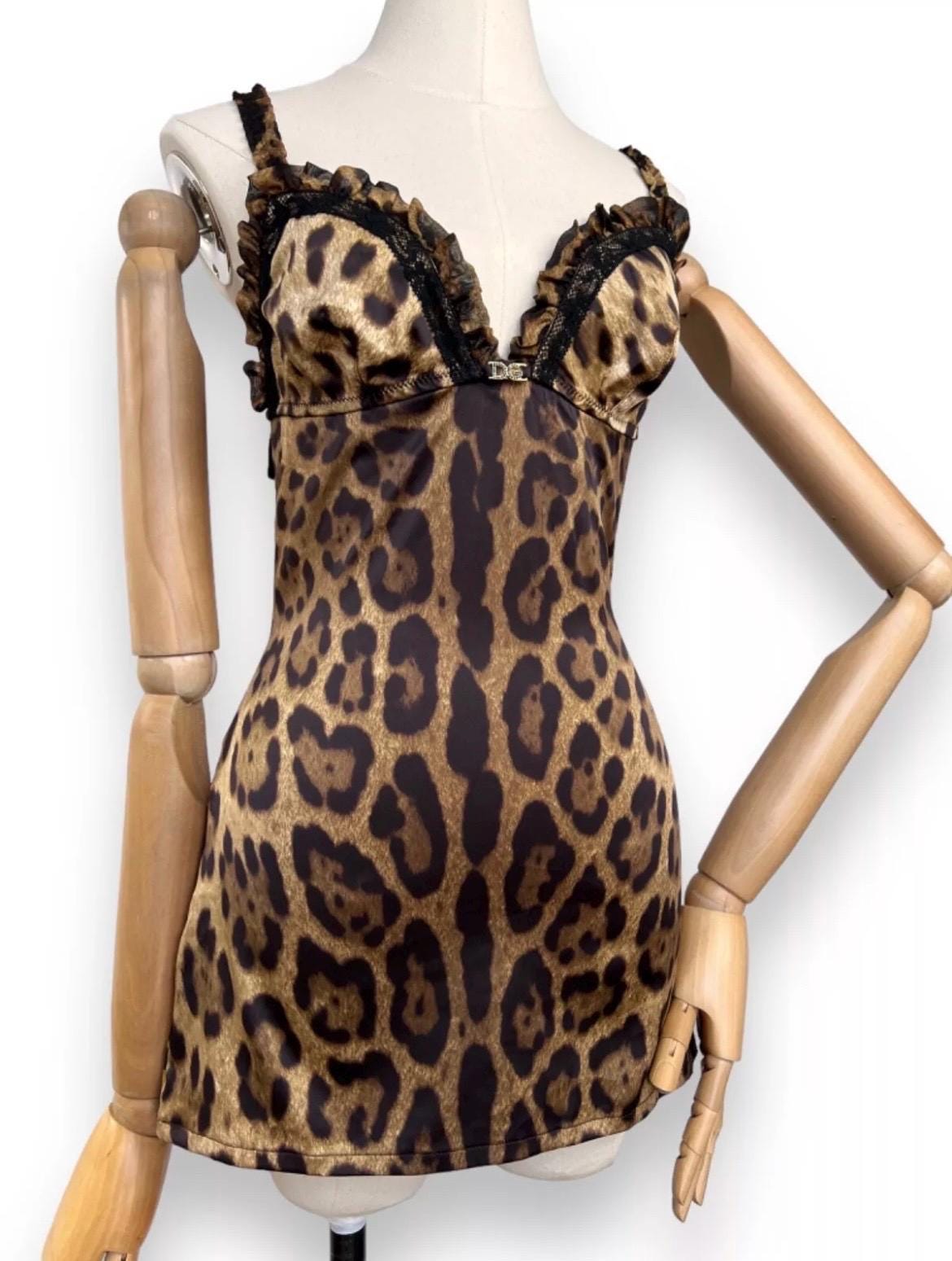 DOLCE & GABBANA Leopard Print Camisole Tank Top DG Logo Size