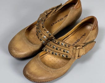 Туфли Mary Janes i кожи AS 98 Airstep бежевого цвета, 2000-е годы, суперкомфортные, размер ЕС 38, США 8