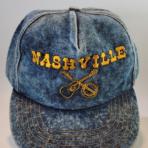 Vintage Nashville Acid Wash Denim Snap Back Cap