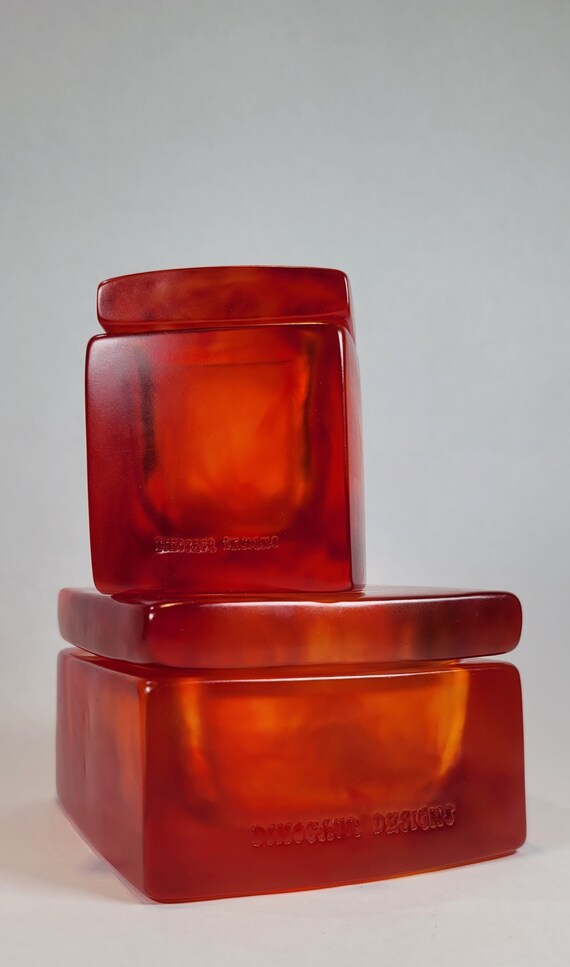 Rare Vintage Red Resin Jewelry/Trinket Boxes by Di