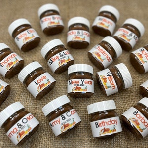 Personalized Mini Nutella Jars, Wedding Favors, Nutella Favors, Cute Party Favor, Custom Nutella Jar, Gift Ideas for Guests, Chocolate Favor
