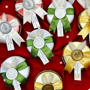 Candela in latta personalizzata con fiori secchi incorporati in grandi quantità - Bomboniere profumate in cera di soia per matrimoni, feste nuziali, baby shower e compleanni