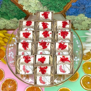 Saponi regalo in scatola mini con fiori rossi, regali di sapone all'ingrosso per gli ospiti per matrimoni, regali di sapone personalizzati, regali di sapone fatti a mano, regali di sapone per la festa nuziale