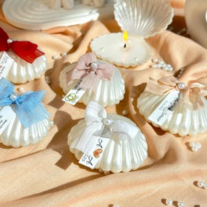 Wedding Favors - Bridal Shower - Guest Favors - Bridesmaid Favors - Oyster Candles - Pearl Candles - Personalized gift - Wedding Candle Gift