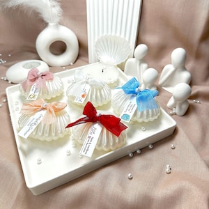 Handmade Seashell Candle Favors: Personalized Wedding Oyster Shell Gift