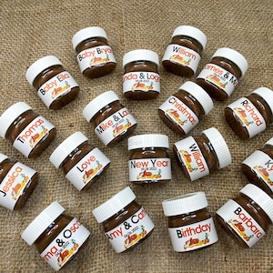 Personliga mini-Nutellapresenter: Fest, bröllop, duschpresenter