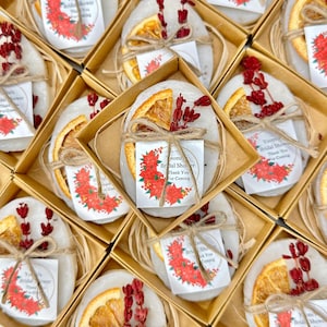 Cadeau de mariage personnalisé à l'orange et à la cannelle fait main pour des occasions spéciales, baby shower de bienvenue, coffret cadeau de fiançailles nuptiale de retour