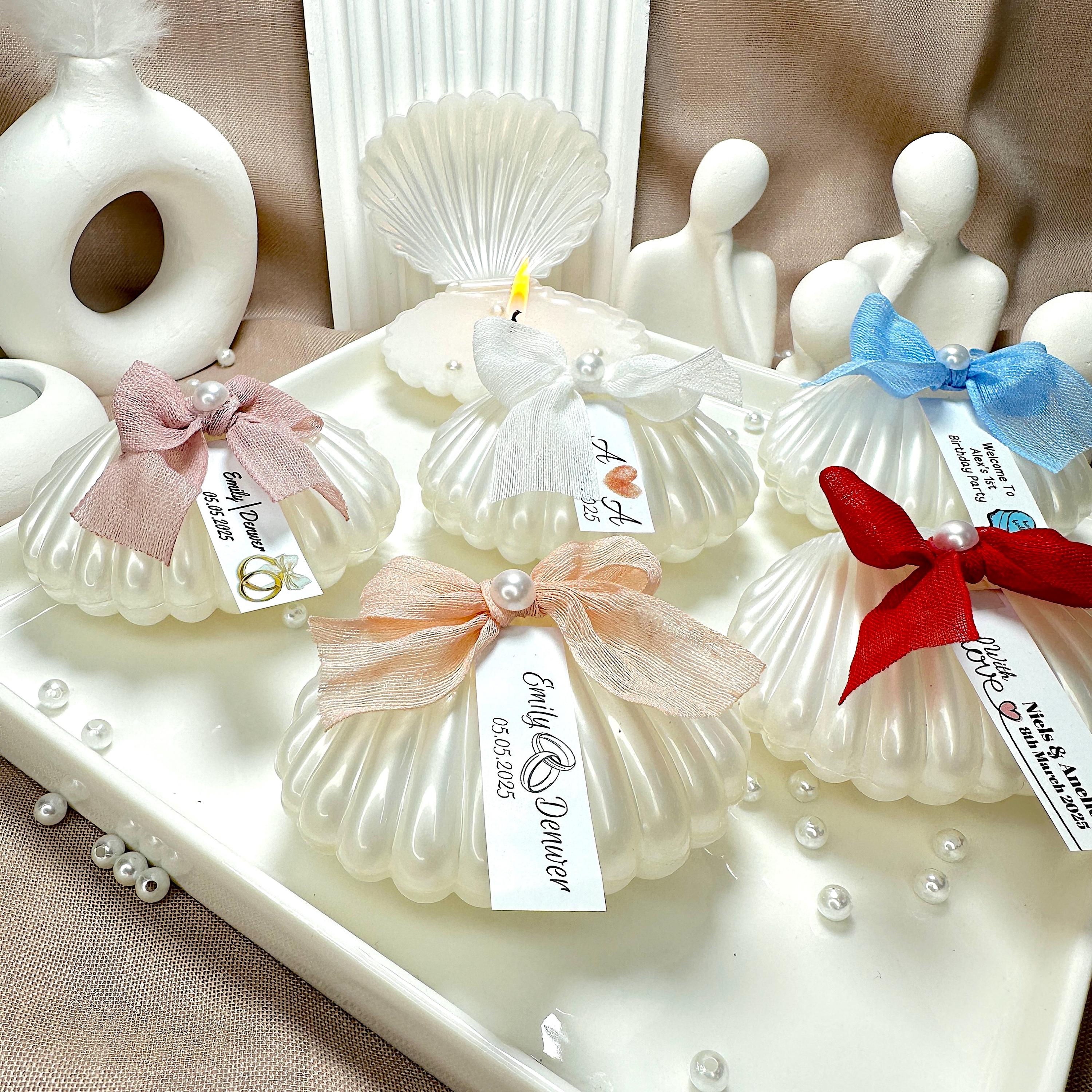 Sea Shell Handmade Candle Favors - Oyster Candle Box Decorated With Pearls  - Personalized Wedding Candle Favors - Bride Shower Favors - Gift - Etsy