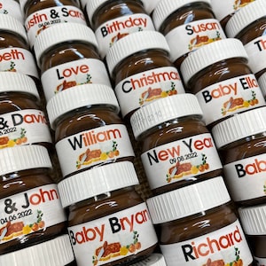 Personalized Nutella Jars, Favors for Baby Shower, Newborn Party, Wedding Gifts, Chocolate Jars Favors, Custom Label Mini Nutella Jars