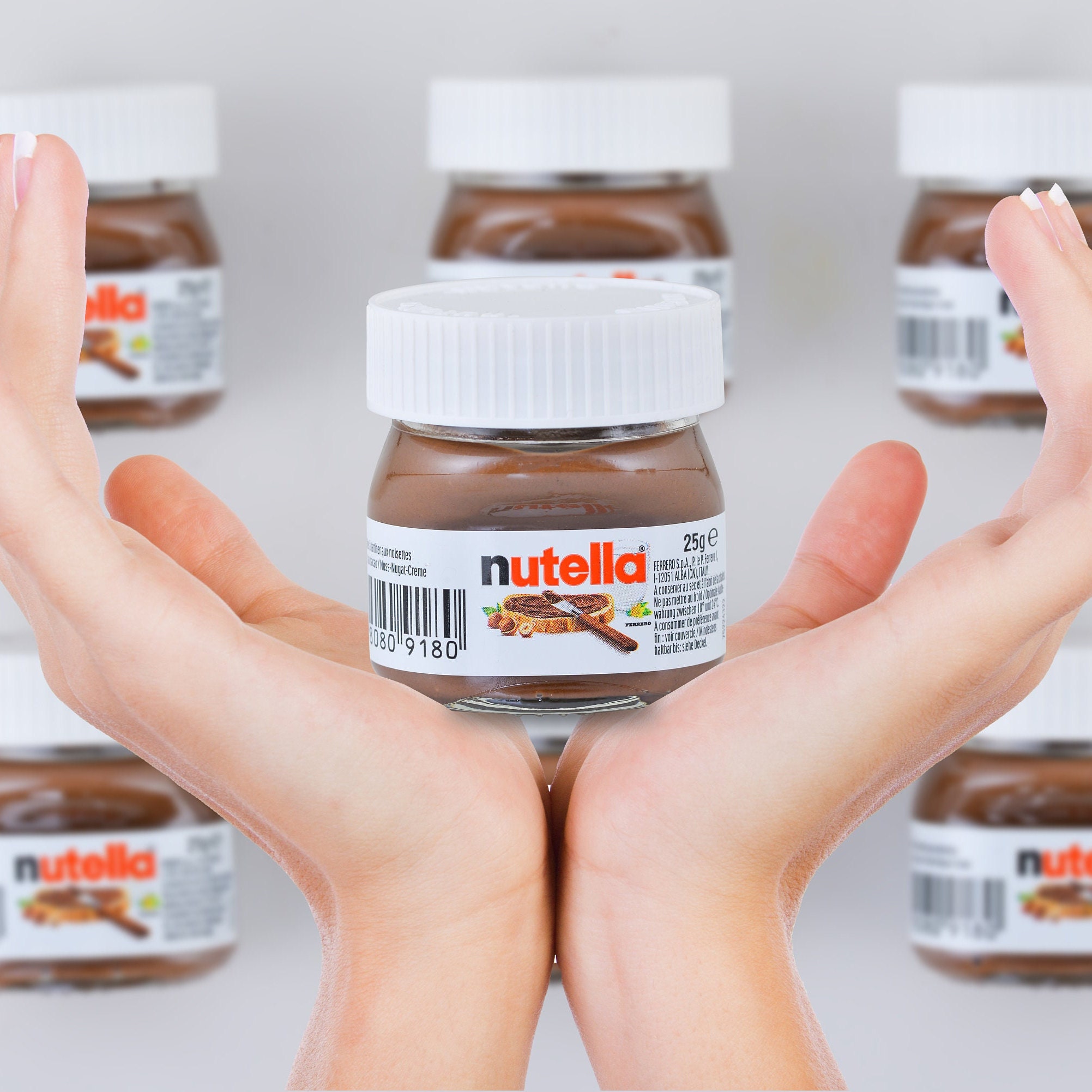 Rótulo adesivo personalizado para pote de Mini Nutella 25g / 30g -  Logograma