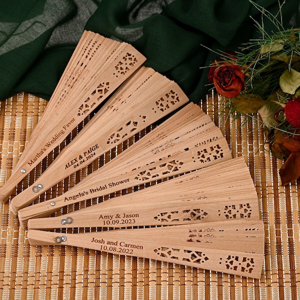 Personalized Sandalwood Wedding Fans, Custom Wooden Wedding Fans, Laser Engraved Personalized Fans, Monogram Wedding Fans Special Event Fans