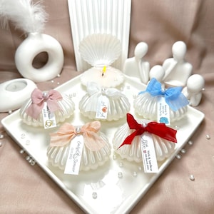 Handmade Seashell Candle Favors: Personalized Wedding Mementos