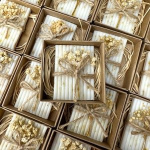 Fiori bianchi, Sapone profumato alla lavanda, Crea i tuoi regali, Sapone di design personalizzato, Regali di nozze, Regalo di invito all'ingrosso, Regali souvenir