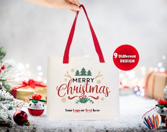 Christmas Canvas Tote Bags, Custom Christmas Gift Bag, Family Holiday Gift Bag, Canvas Tote Bags, Santa's Gift Bags, Custom Name Tote Bag