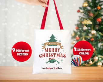 Christmas Canvas Tote Bags, Custom Christmas Gift Bag, Family Holiday Gift Bag, Canvas Tote Bags, Santa's Gift Bags, Custom Name Tote Bag