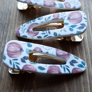 Barrettes Fall Pumpkin Autumn polymer clay handmade holiday season