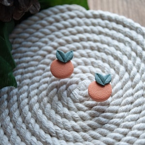 Polymer Clay Earrings, Orange Studs, lightweight, handmade earrings, simple jewelry