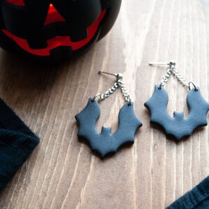 Polymer Clay Earrings, Halloween Bats, lightweight, handmade earrings, simple jewelry