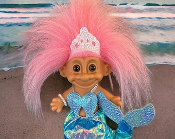 Vintage Troll Doll- 4" Russ Troll- Gorgeous Mermaid- Rare Collectible in Excellent Condition!- Free Shipping!