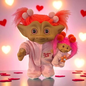 Vintage Troll-Puppen- 18 cm Ace Troll- Große Troll-Puppe- 18 cm Höhe x 15 cm Breite & 3 ”Acs-Troll-Puppe- Bedtime Buddies!