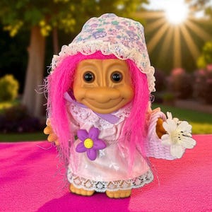 Vintage Troll Doll- 4&quot; Russ Troll- Dainty Darling