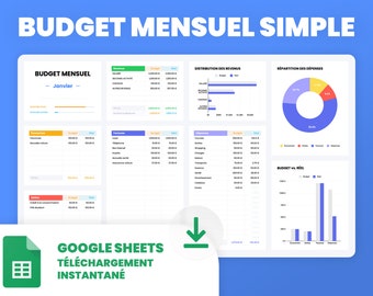 Budget Mensuel / Budget Planner avec suivi de dépenses | Google Sheets