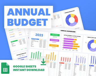 Jahresbudget-Tabelle | Google Sheets-Budgetvorlage | Jährliches Budget-Dashboard | Finanzberater