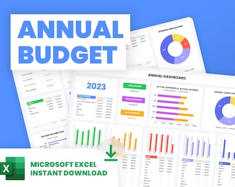 sobresalir | Hoja de cálculo del presupuesto anual | Panel de control de presupuesto anual | planeador financiero