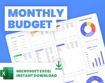 Excel-| Spreadsheet met maandelijks budget | Maandelijks budgetdashboard | Financieel Planner