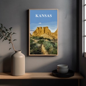 Western Kansas Landscape Digital Poster, Tallgrass Prairie Scenic Print, Stunning Travel Keepsake, Nature Enthusiasts Wall Decor 