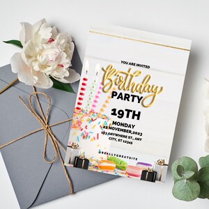 Editable birthday party Card, Simple Birthday Card Editable Printable Birthday Card, instant Download Birthday Card Funny Birthday Card