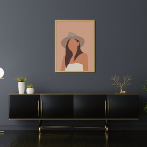 Printable Faceless Woman Portrait - Minimalist Feminist Wall Art in Neutral Tones, Boho Chic Home Decor - Perfect It Girl Gift