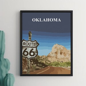 Póster digital de la Ruta 66 del Centro de Patrimonio Cherokee de Oklahoma, arte mural de naturaleza para viajes, obra de arte impresionante, decoración del hogar perfecta para los amantes de los viajes