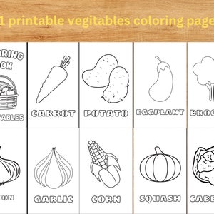 Vegetable Coloring Pages for KIds & Adult, Coloring Book, Adult C,oloring pages Instant Download Coloring page, PDF, PNG,Editable coloring