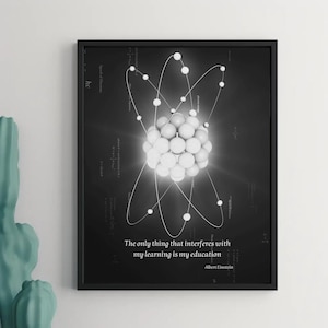 Physics Wall Art Digital Download Science Classroom Decor Einstein Quote Print Atomic Art STEM Teacher Gift Science Office Decor Printable