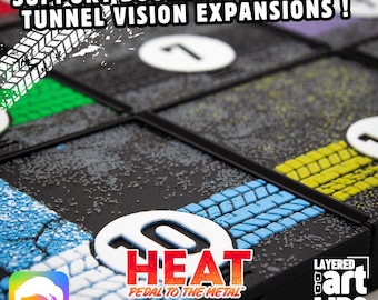 HEAT pedal to the metal board game organizer (supports both heavy rain and tunnel visions expansions!) by am-media.biz