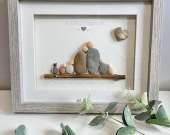 Personalised Grandparents and Grandchildren pebble picture | For all the little things you do,  we love you | Nana, Grandma, Grandad Gift