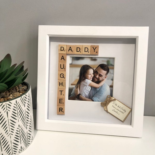 Personalised Daddy Daughter scrabble gift frame. Dads birthday, Fathers Day. Home decor. Photo frame