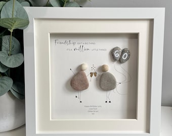 Personalised Friendship pebble picture | Gift for friend | Friend Birthday gift | 18th, 21st, 30th, 40th, 50th, 60th BFF | Photo frame