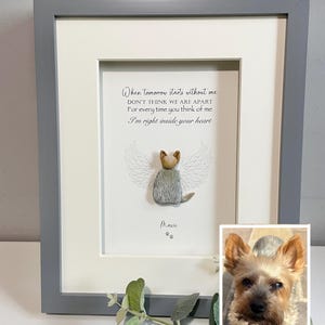 Personalised Pet bereavement pebble picture | Pet loss | Angel wings | Heaven | Dog loss | Cat loss