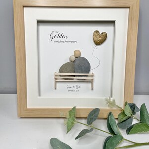 Personalised Golden Wedding Anniversary Gift | 50 years married | Pebble Picture | Pebble Art | Framed gift | Photo frame | Home decor image 6