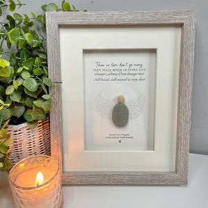 Personalised bereavement pebble picture | Angel wings | Heaven | Mum Dad Grandad Grandma Nana | Bereavement Gift | Thinking of you