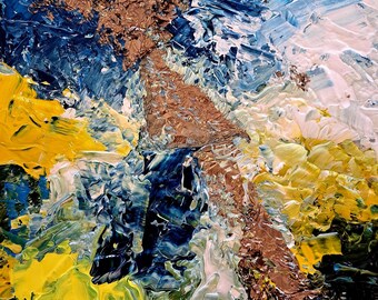 Abstract Gold Leaf DIGITALPrint/Textured/Colourful/Sea/Ocean/Blue/Yellow/White/Gold/Unique/Artist/Art/Van Gogh